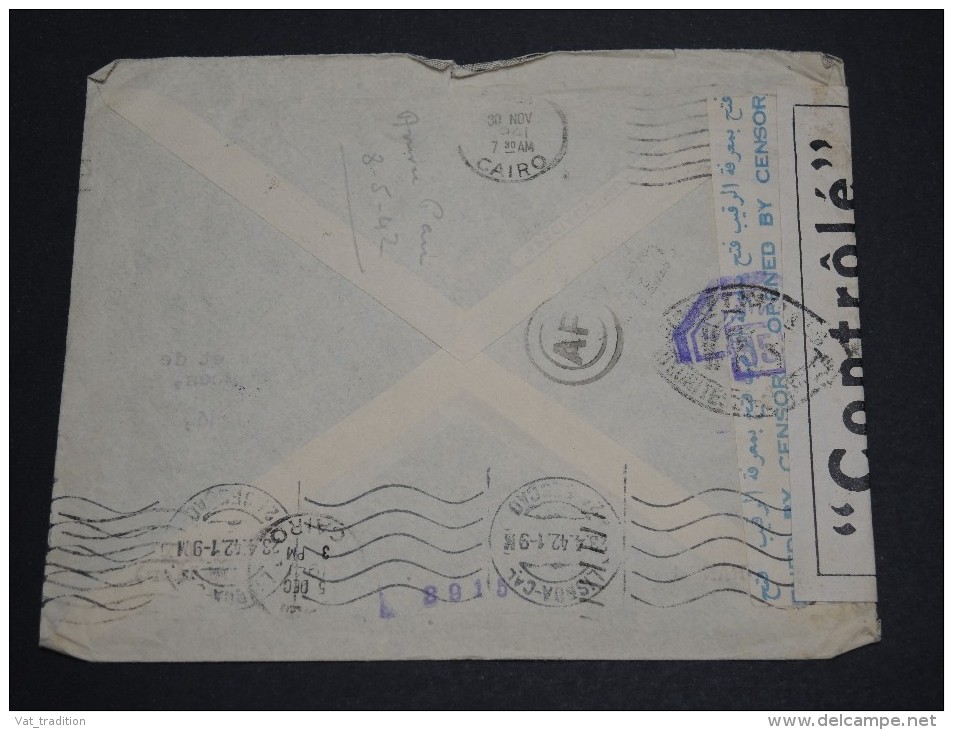 EGYPTE - Enveloppe Pour La France En 1942 Avec Contrôle Postal - A Voir - L 1942 - Lettres & Documents