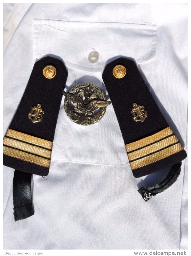 DOUANES MARITIMES : RARE Ancien ENSEMBLE PILOTE : UNIFORME + CASQUETTE + INSIGNE - Police & Gendarmerie