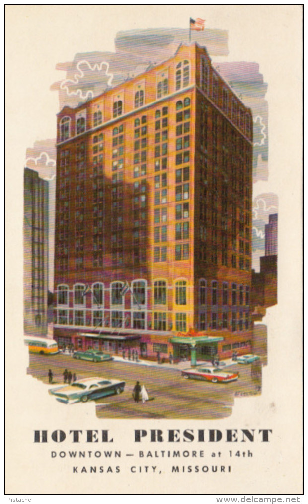 Kansas City Missouri - Illustration Of Hotel President - Cars - 2 Scans - Kansas City – Missouri