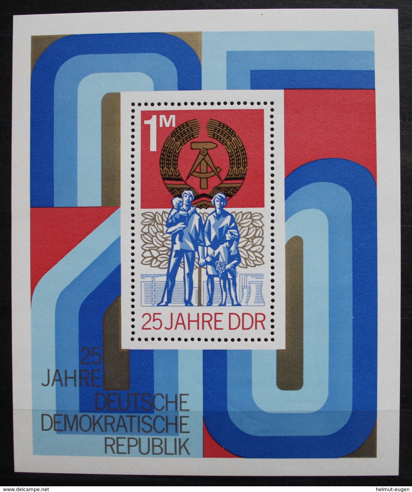 MiNr. 1983 (Block 41) Deutschland Deutsche Demokratische Republik 1974, 3. Okt. Blockausgabe: 25 Jahre DDR.  Detlefsen; - 1971-1980