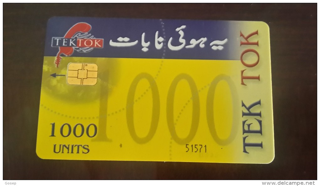 Pakistan-(pak-tk)-TEK TOK-(1000units)-black Number-51571-used Card+1card Prepiad Free - Pakistán