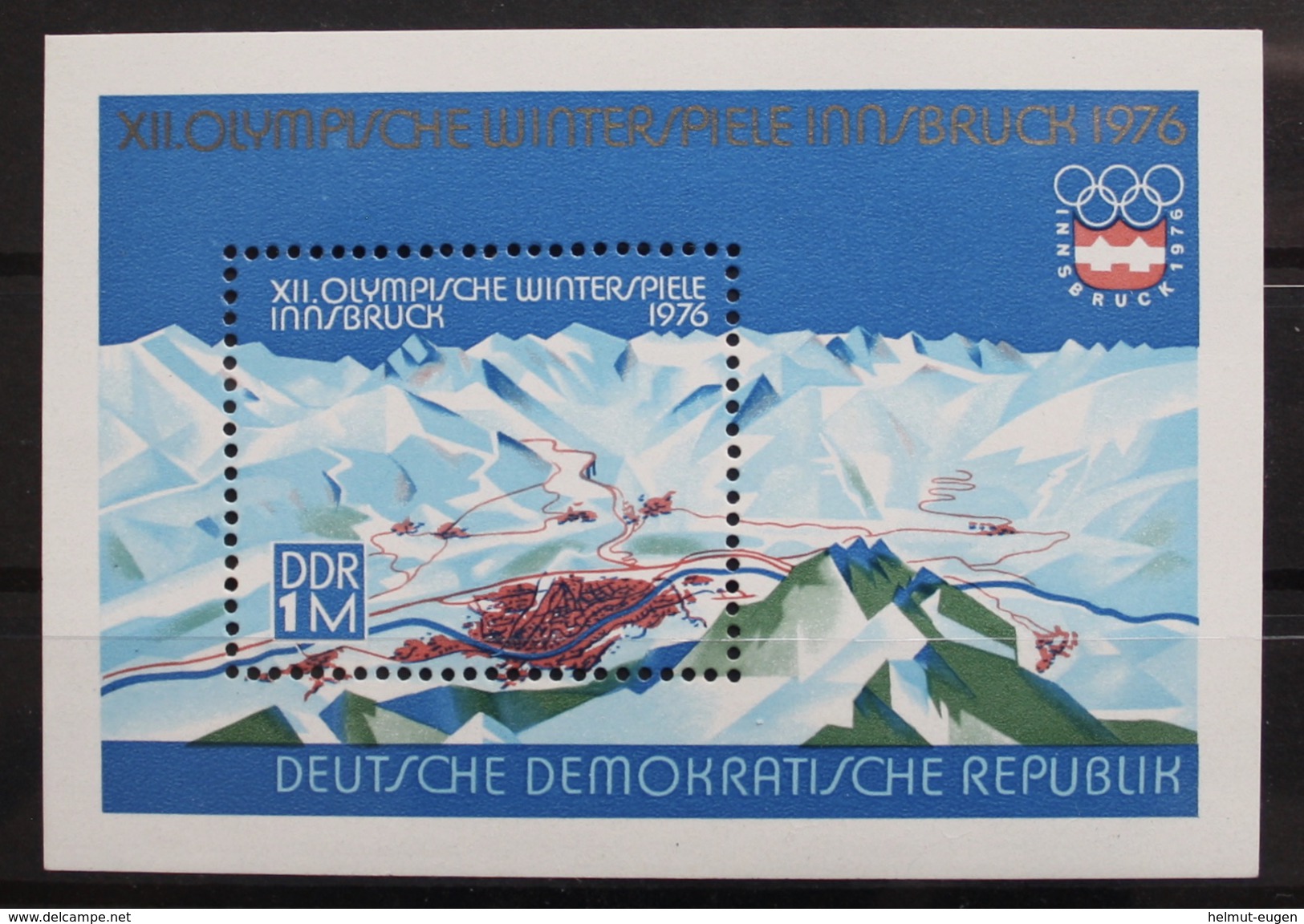 MiNr. 2105 (Block 43) Deutschland Deutsche Demokratische Republik Blockausgabe, Olympische Winterspiele 1976, Innsbruck - 1971-1980