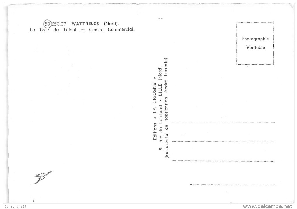 59-WATTERLOS- LA TOUR DU TILLEUL ET CENTRE COMMERCIAL - Wattrelos