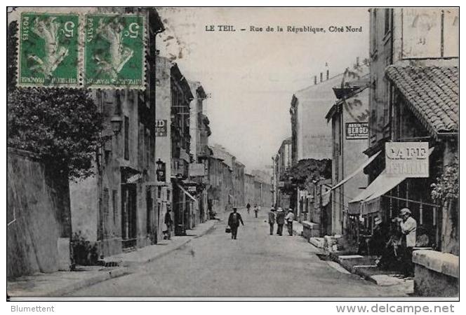 CPA Ardèche Le TEIL Rue De La République -circulé - Le Teil