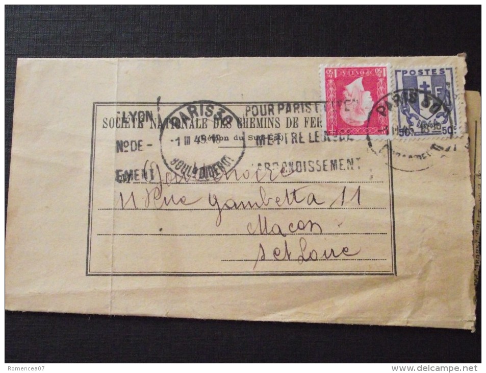 PARIS P.L.M. - Courrier De REFUS De RETRAIT De COLIS - 1er Mars 1943 - Expéditeur à MACON - Chemin De Fer - A Voir ! - Spoorweg