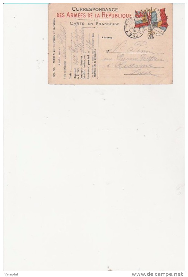 CARTE FRANCHISE MILITAIRE AUX DRAPEAUX- SECTEUR POSTAL N° 147- ANNEE 1915- - Brieven En Documenten