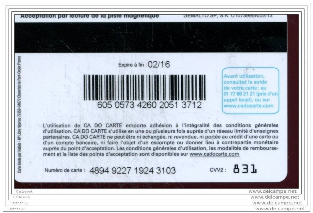 CD2298     CARTE CADEAU  A VOIR  FRANCE - Cartes Cadeaux