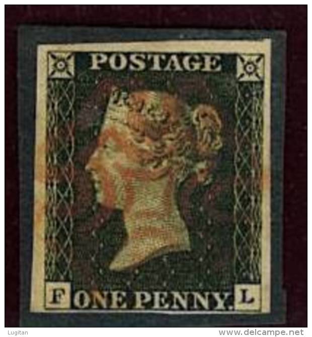 GRAN BRETAGNA - ANNO 1840 - PENNY BLACK - USATO # 1 ANNULLO CROCE DI MALTA ROSSO - PENNY NERO - 3 BEI MARGINI - Other & Unclassified