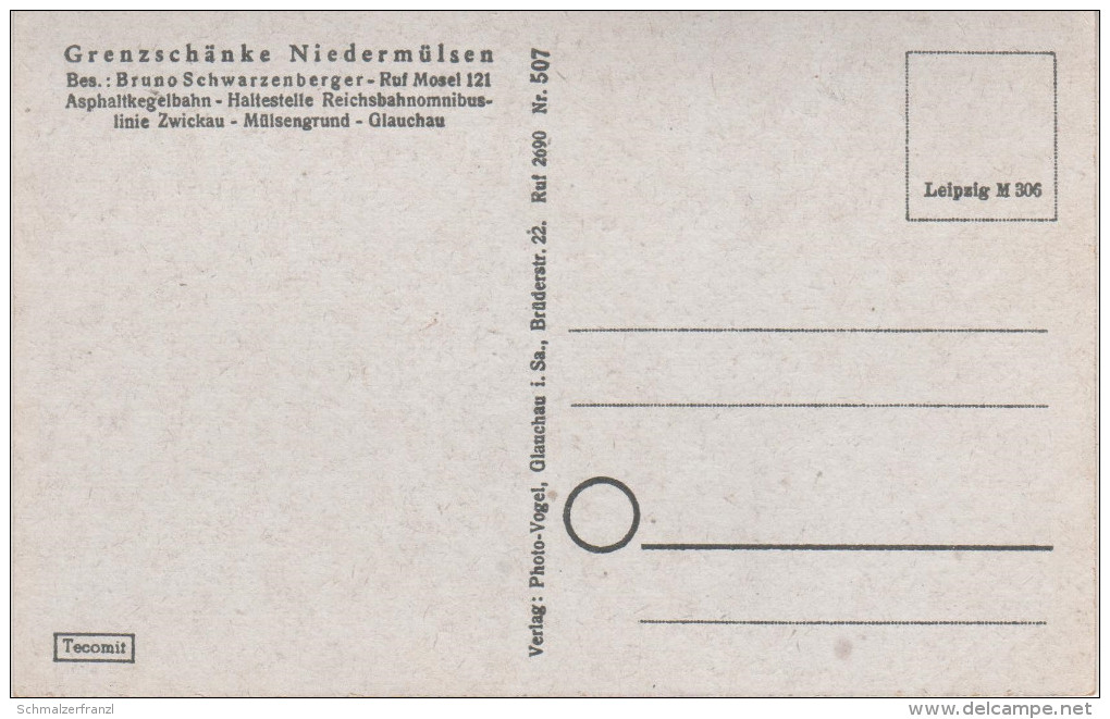 AK Niedermülsen Gasthof Kolonialwaren Grenzschänke A Mülsen Mosel Glauchau Schlunzig Thurm Berthelsdorf Voigtlaide Wulm - Lichtenstein