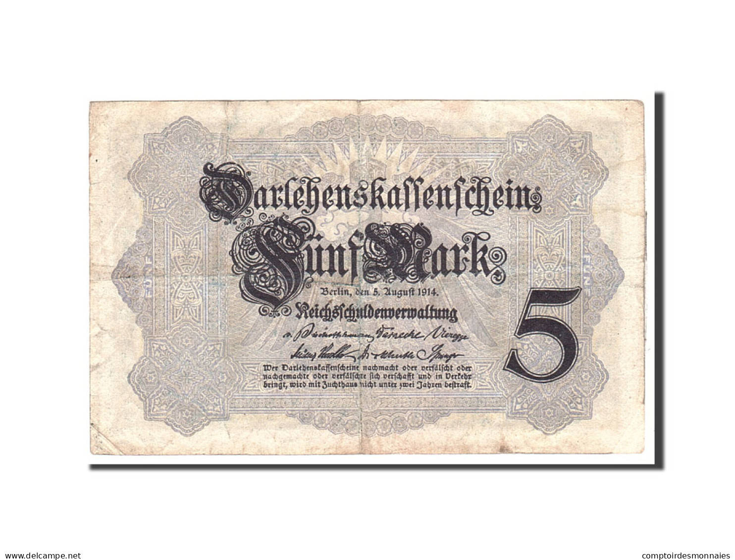 Billet, Allemagne, 5 Mark, 1914, 1914-08-05, KM:47c, TTB - 5 Mark