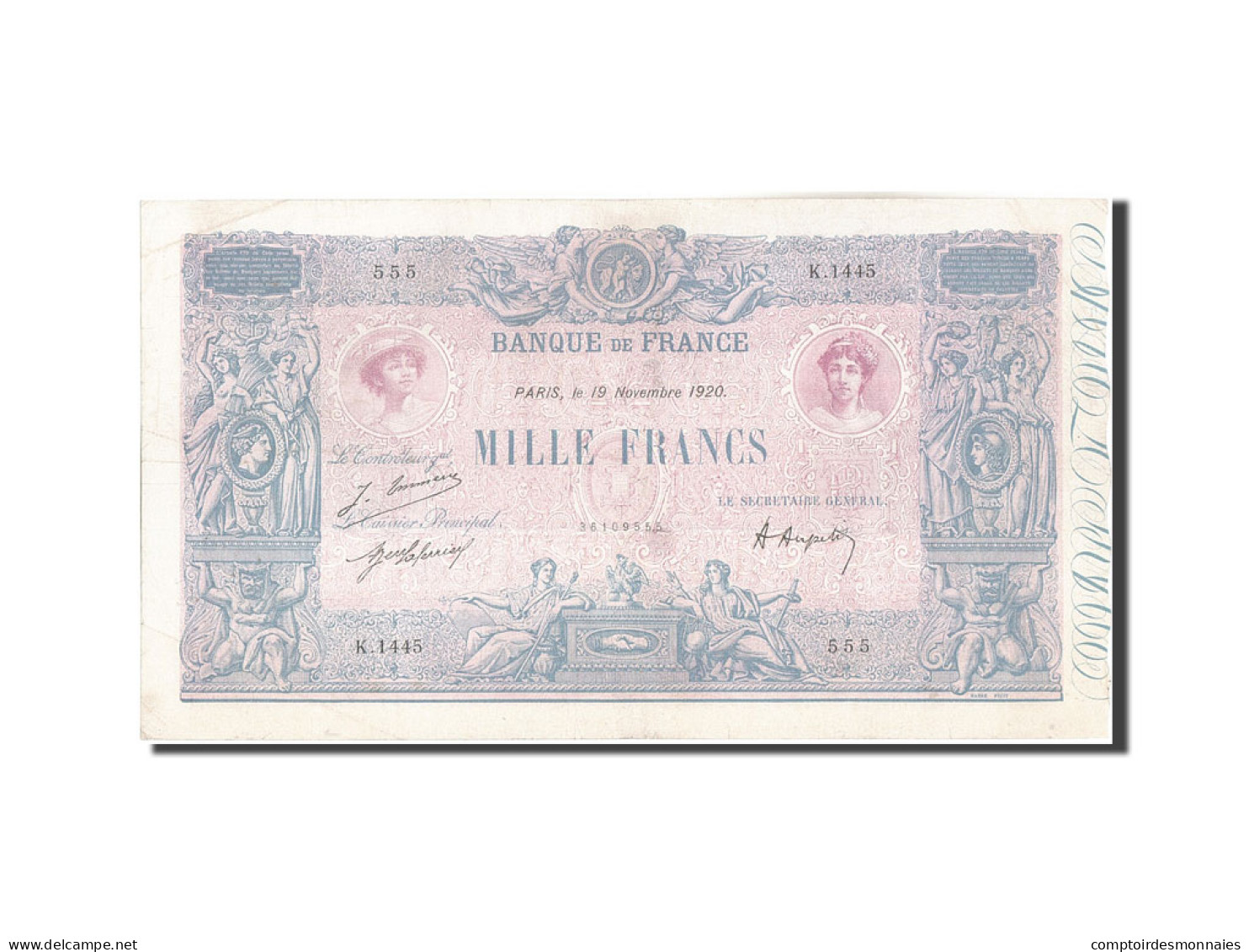 Billet, France, 1000 Francs, 1 000 F 1889-1926 ''Bleu Et Rose'', 1920 - 1 000 F 1889-1926 ''Bleu Et Rose''