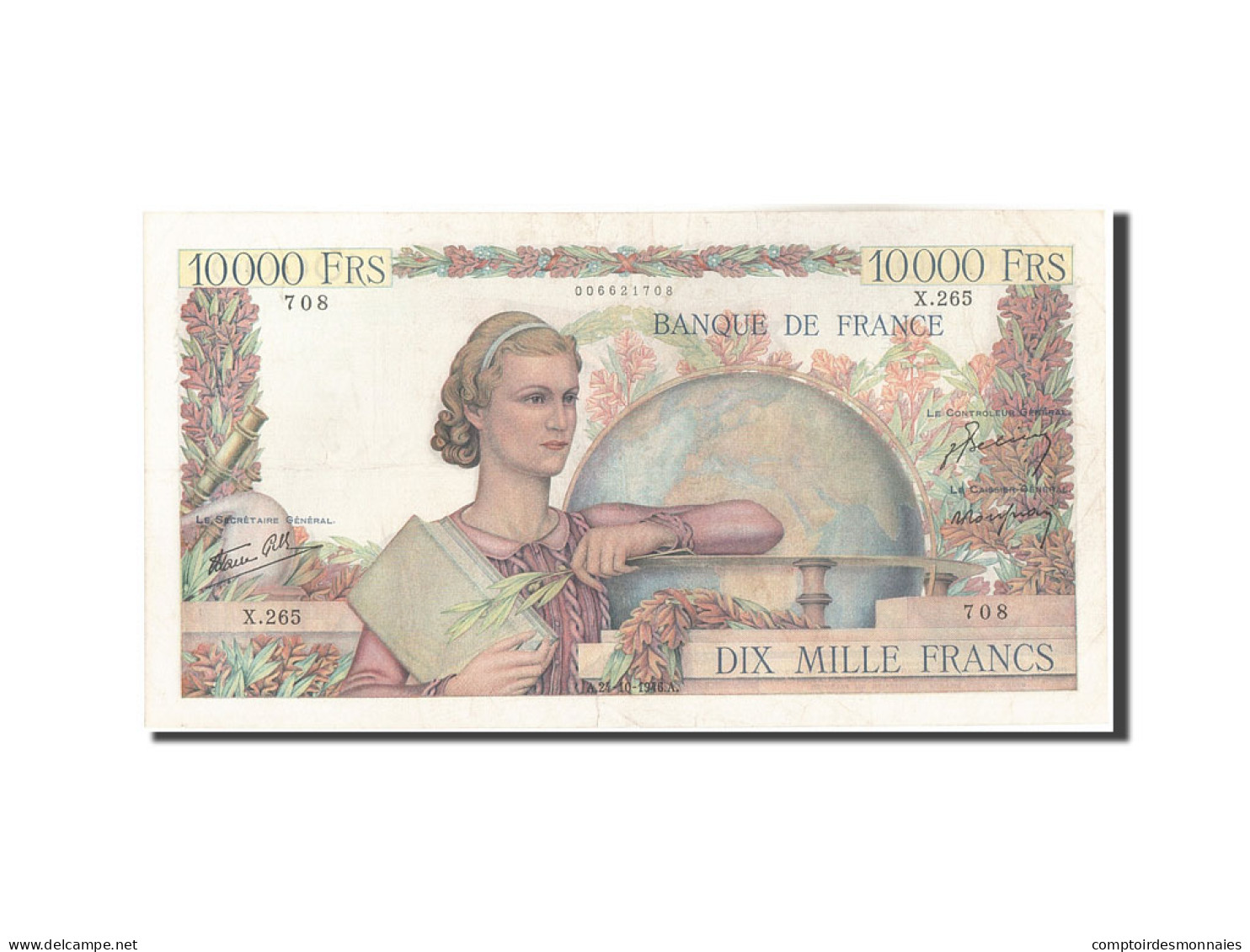 Billet, France, 10,000 Francs, 10 000 F 1945-1956 ''Génie Français'', 1946 - 10 000 F 1945-1956 ''Génie Français''