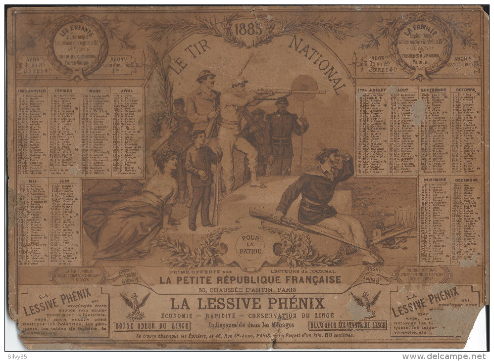 CALENDRIER -ALMANACH LE TIR NATIONAL 1885 - Big : ...-1900