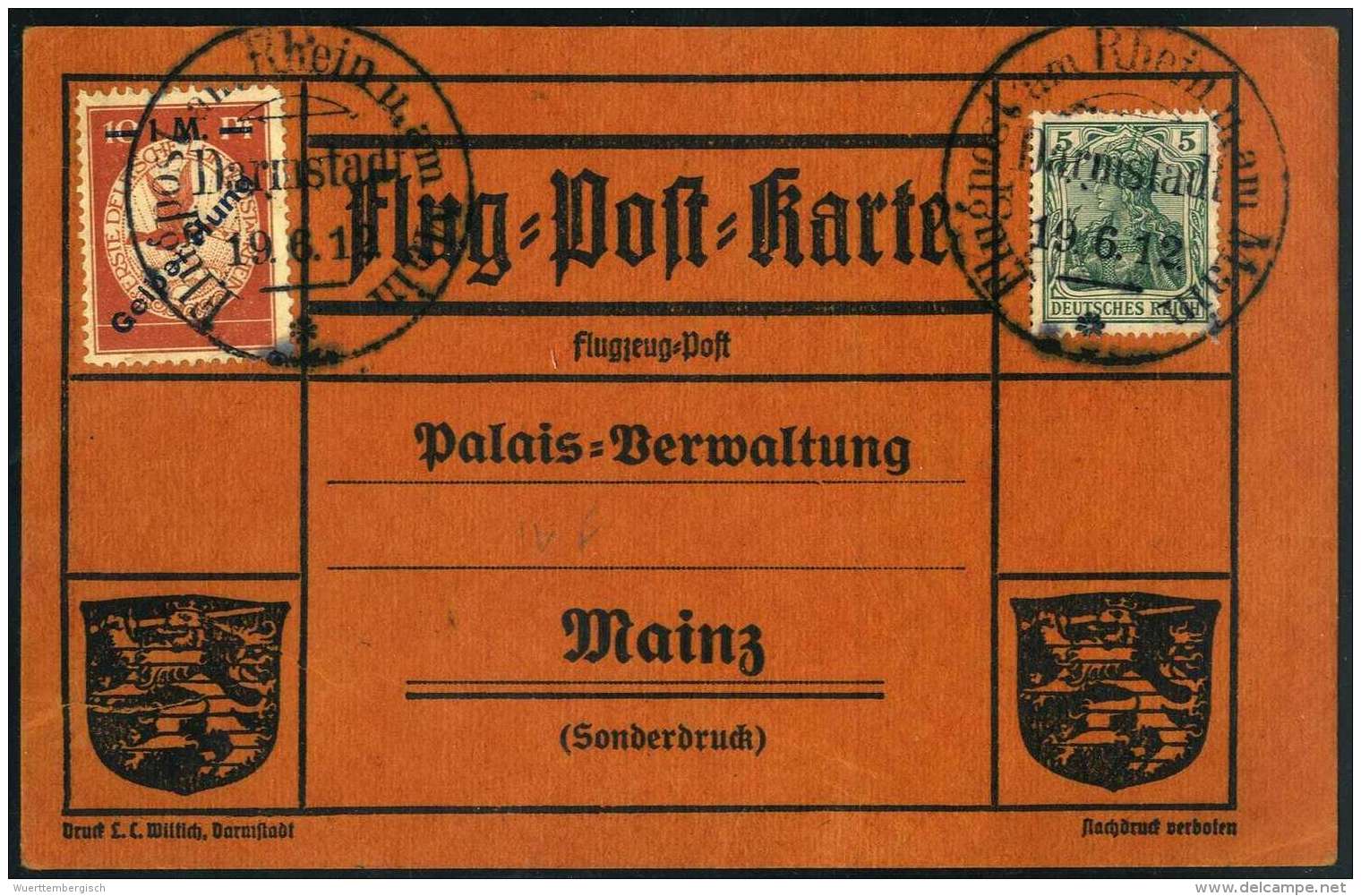 Beleg Gelber Hund, Aufdruckfehler "Huna", Und Germania 5 Pfg. Auf Tadelloser Flugpostkarte Mit Entspr. SST... - Other & Unclassified