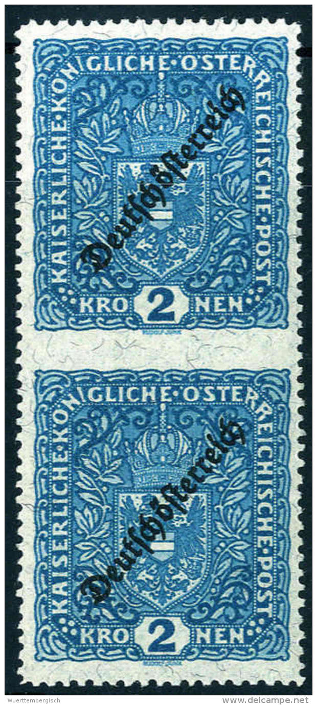 ** 1919, 2 K. Deutsch-Österreich, Senkrechtes Paar, In Der Mitte Ungezähnt, Selten. Befund... - Other & Unclassified