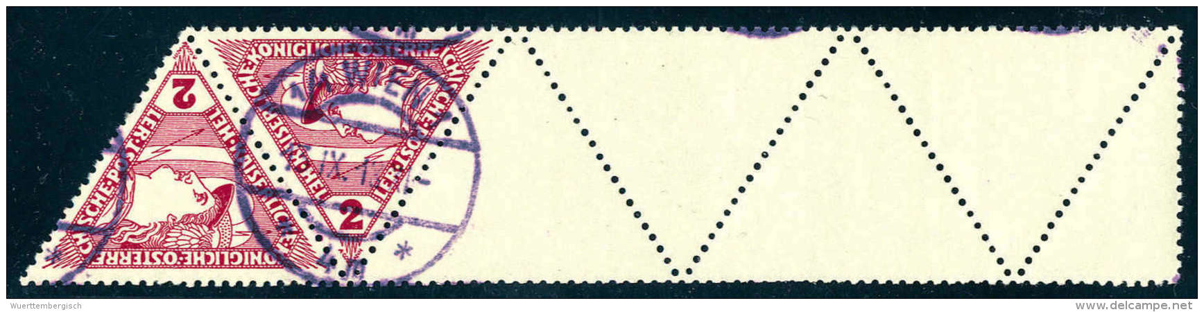 Gest. 1916, Eilmarke 2 H. Paar Mit 4&frac12; Anhängenden Leerfeldern.Katalogpreis: 360.- (Michel:... - Other & Unclassified