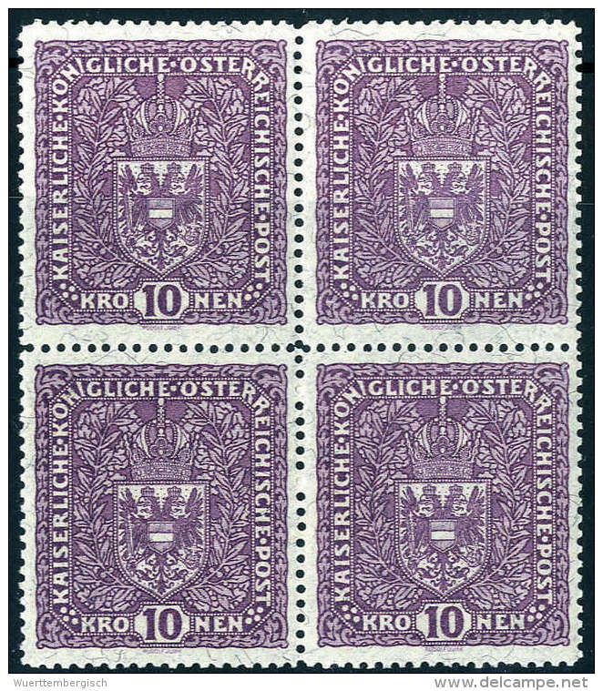 1919, 10 Kr. Breites Format, Viererblock, Postfrisch.Katalogpreis: 128.- (Michel: 211IIA(4)) - Other & Unclassified