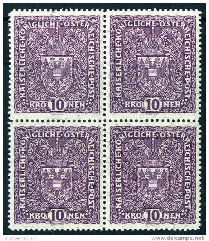 1919, 10 Kr. Breites Format, Viererblock, Postfrisch.Katalogpreis: 128.- (Michel: 211IIA(4)) - Other & Unclassified