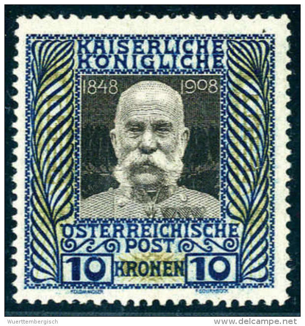 1908, 10 Kr., Gut Zentriert, Postfrisch.Katalogpreis: 650.- (Michel: 156w) - Other & Unclassified