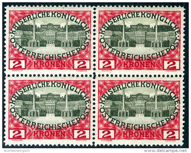 ** 1908, 2 Kr. Sehr Gut Zentrierter, Tadellos Postfrischer Viererblock.Katalogpreis: 320.- (Michel:... - Autres & Non Classés