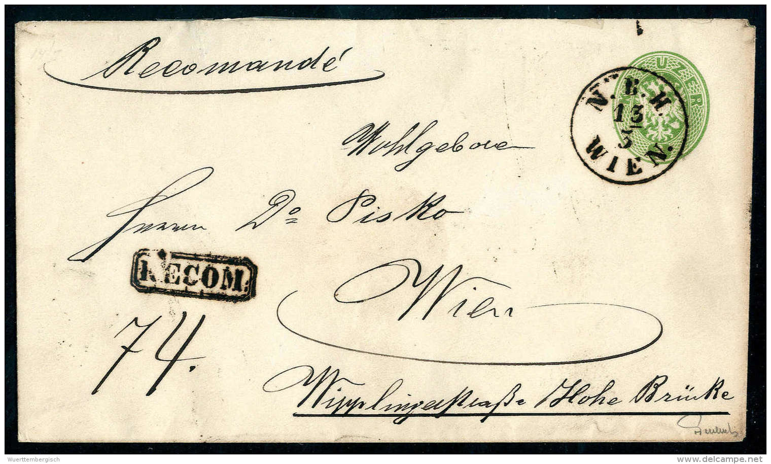 Beleg 5 Kr. Rosa Rückseitig Auf 1866 3 Kr. Ganzsachenumschlag (kleine Öffnungsmängel... - Other & Unclassified