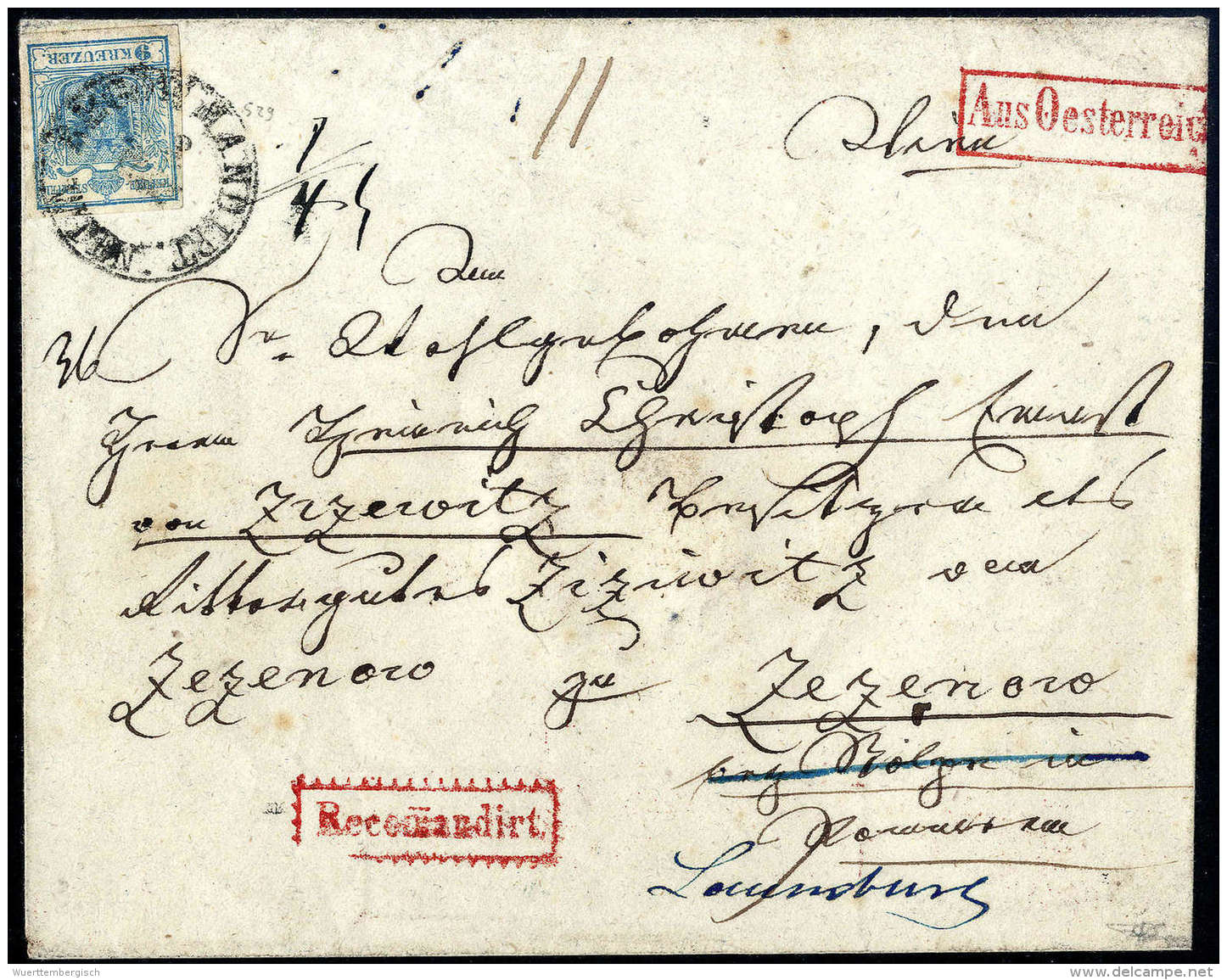 Beleg 9 Kr. Hellblau, Type I Mit 6 Kr. Braun, Type Ia Rückseitig Als Einschreibeporto (beide Marken Etwas... - Other & Unclassified