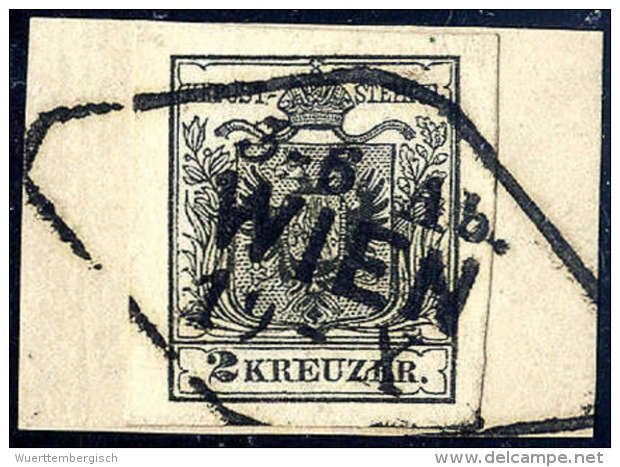 Briefst. 2 Kr. Schwarz, Type IIIb, Gute Bis Breite Ränder, Briefstück Mit Stempel Der Wiener... - Autres & Non Classés