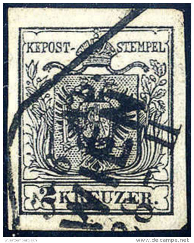 Gest. 2 Kr. Schwarz, Type IIIb, Gute Ränder, Stempel Der Wiener Stempelgruppe, Sign. Ferchenbauer. (Michel:... - Autres & Non Classés