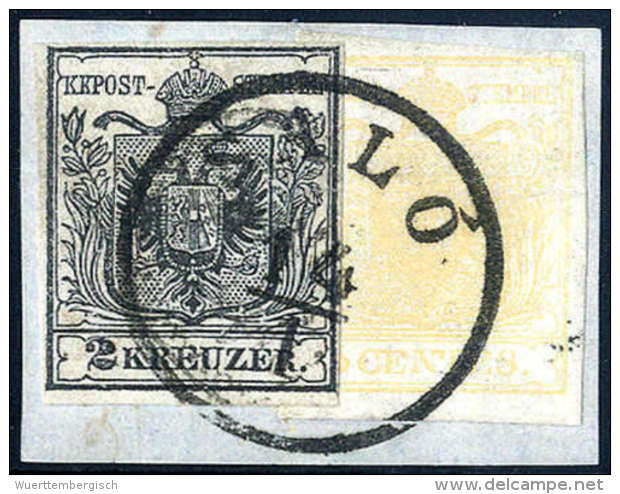 Briefst. 2 Kr. Schwarz, Type Ia Mit Lombardei-Venetien 5 C. Gelbocker, überlappend Frankiert, Schön... - Other & Unclassified