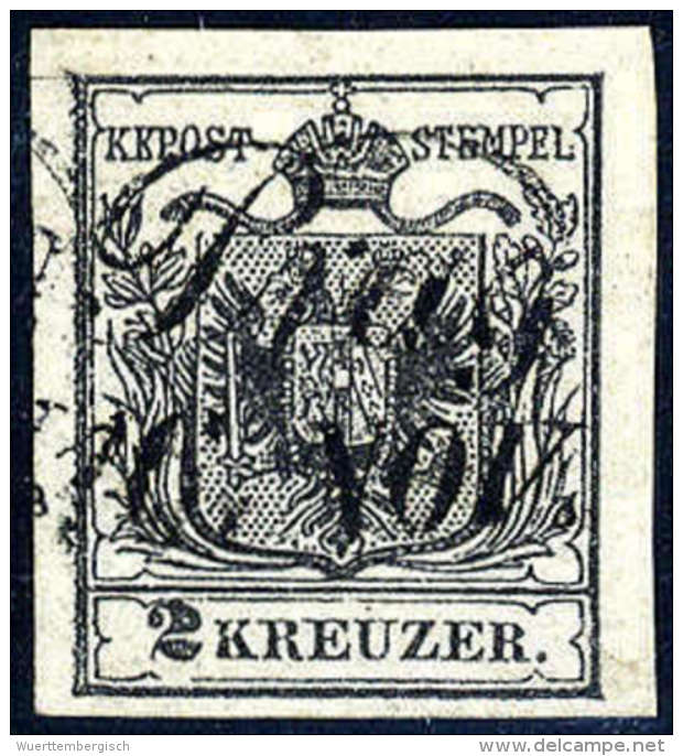 Gest. 2 Kr. Schwarz, Type Ia, Gute Bis Breite Ränder, Schreibschrift-L2 PRAG 16. NOV. Kabinett. (Michel: 2Xa) - Other & Unclassified