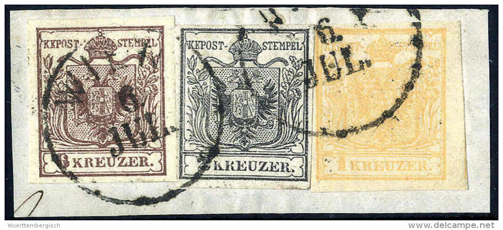 Briefst. 1 Kr. Braunorange, Type Ia, 2 Kr. Grauschwarz, Type Ia Und 6 Kr. Braun, Type Ia, Alle Gute Bis Breite... - Autres & Non Classés