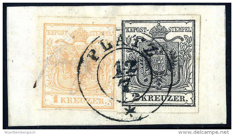 Briefst. 1 Kr. Braunorange, Type Ia Mit 2 Kr. Schwarz, Type Ia, Gute Bis Breite Ränder, Zentr. K2 PLATZ 12/7... - Altri & Non Classificati