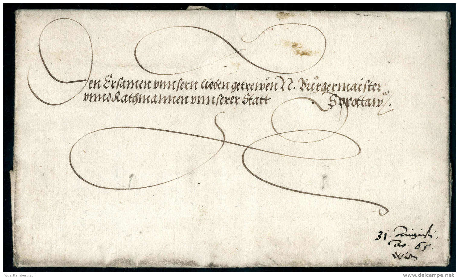 Kaiserbrief, Maximilan II (1527-1576), Vollständiger Faltbrief Von Wien (1565) An Den Bürgermeister Der... - Autres & Non Classés