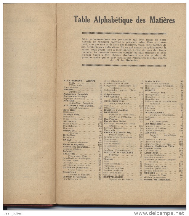 63  - CLERMONT FERRAND  - AGENDA  -  PHARMACIE J. et A. FOURTON  - 1938 - 7 scans