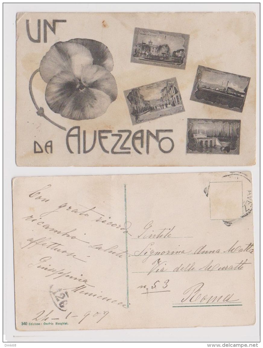 AVEZZANO ( L'AQUILA ) UN '' FIORE '' DA AVEZZANO - VEDUTINE EDIZ. MANGHISI 1909 - Avezzano