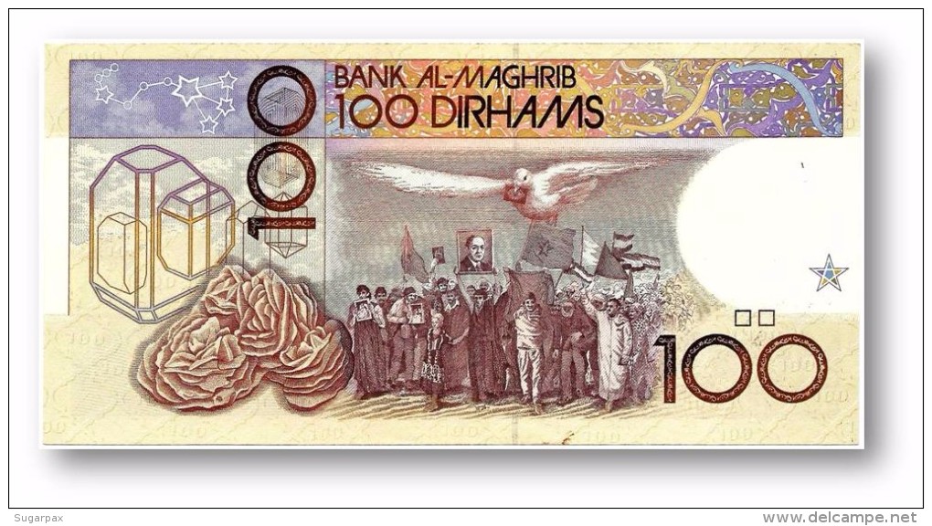 MOROCCO - 100 DIRHAMS - 1987 ( Ca. 1991 ) - Pick 65.b - Sign. 11 - King Hassan II - Kingdom - Maroc - Bank AL-MAGHRIB - Morocco