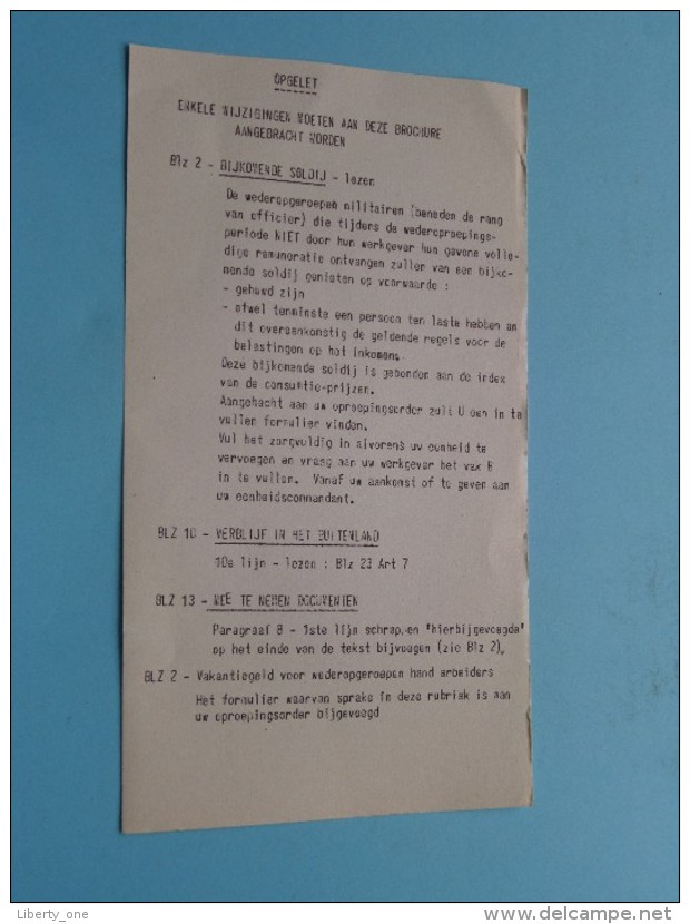 VOORLICHTING van de WEDEROPGEROEPENEN - Complete Brochure Complet 16 Blz. ( Détail Zie / Voir Photo ) !