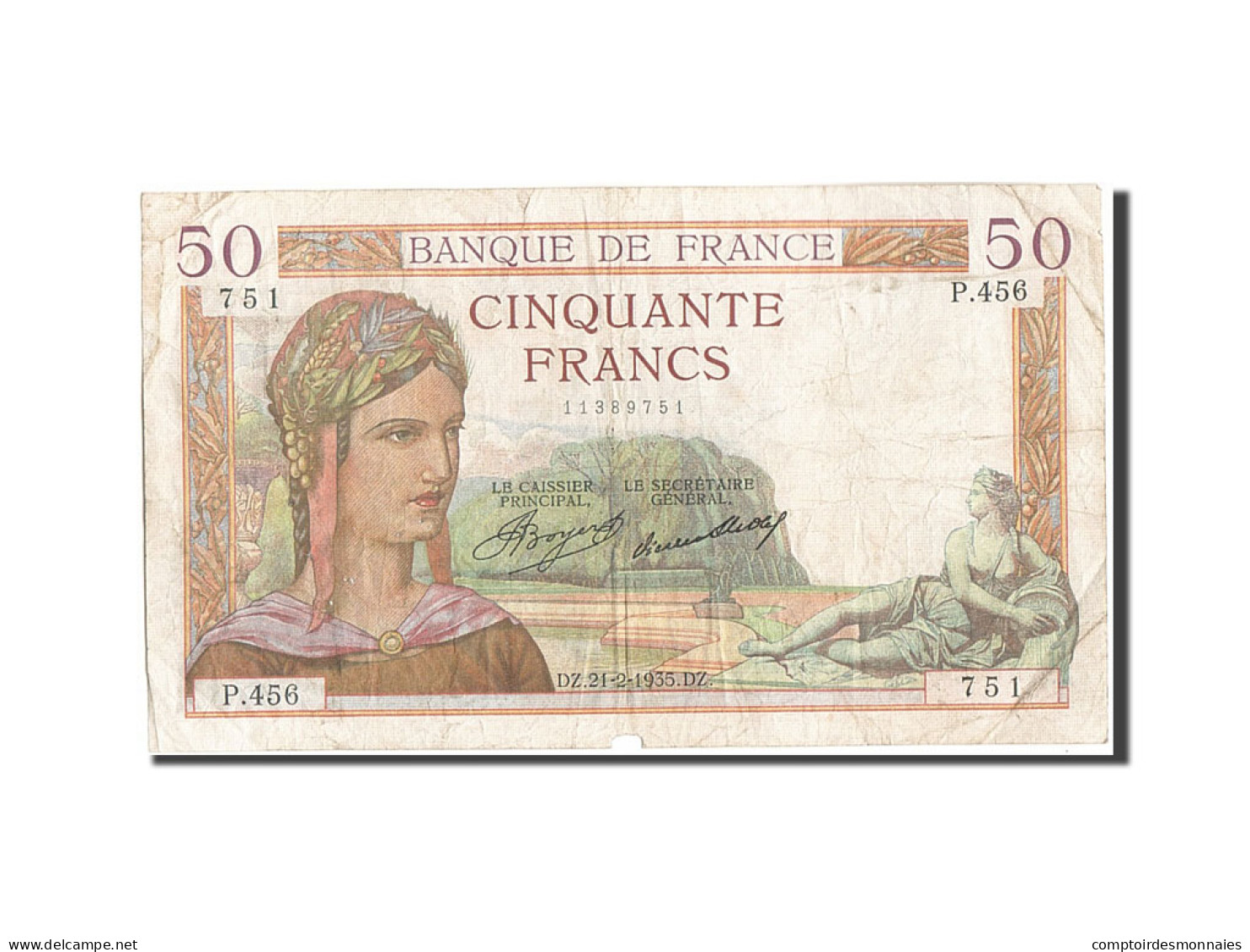 Billet, France, 50 Francs, 50 F 1934-1940 ''Cérès'', 1935, 1935-02-21, TB - 50 F 1934-1940 ''Cérès''