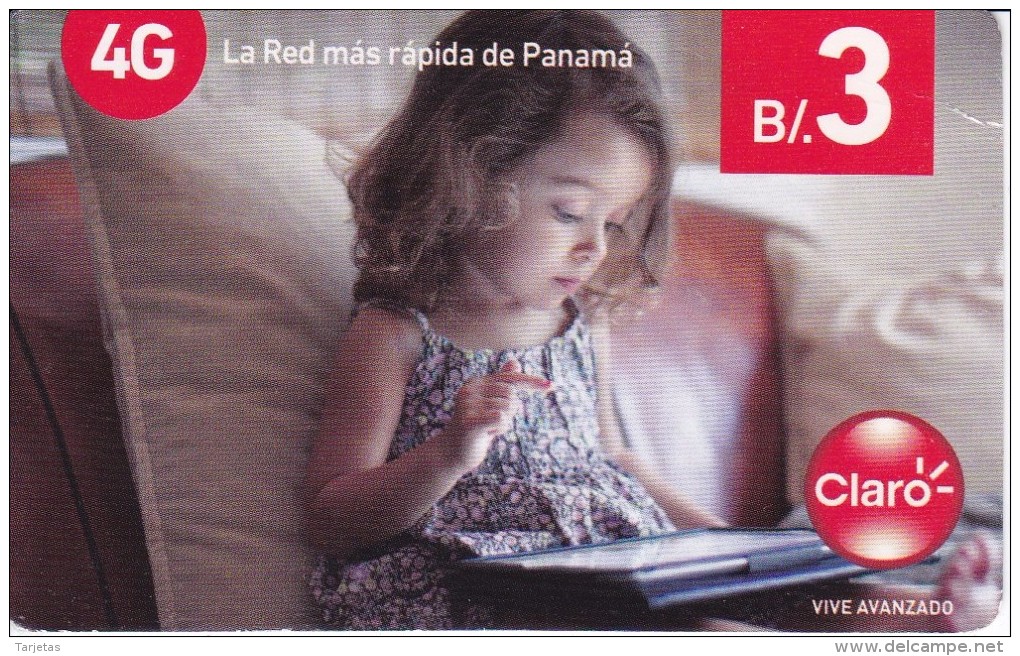 TARJETA DE PANAMA DE CLARO DE B/3 DE UNA NIÑA CON UNA TABLET - Panama