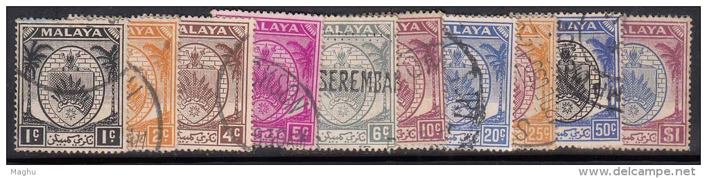 Negri Sembilan Used 1949, 10v Definitive, Malaya, (Sample Image) - Negri Sembilan