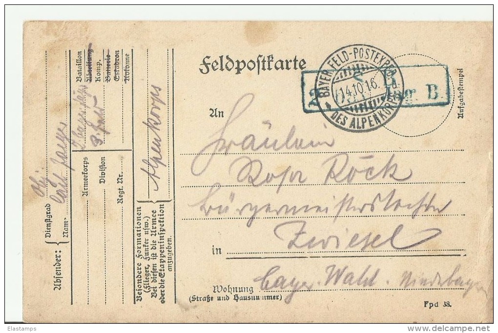 -DR GS 1916  FELDPOST - Briefe U. Dokumente