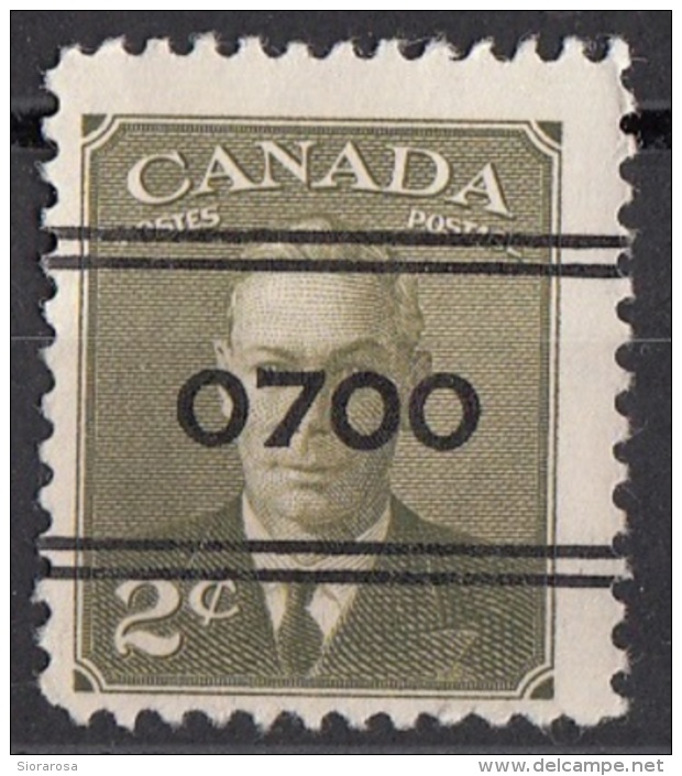 285 Canada Re Giorgio VI Precancelled Preobliterato "0700" - Precancels