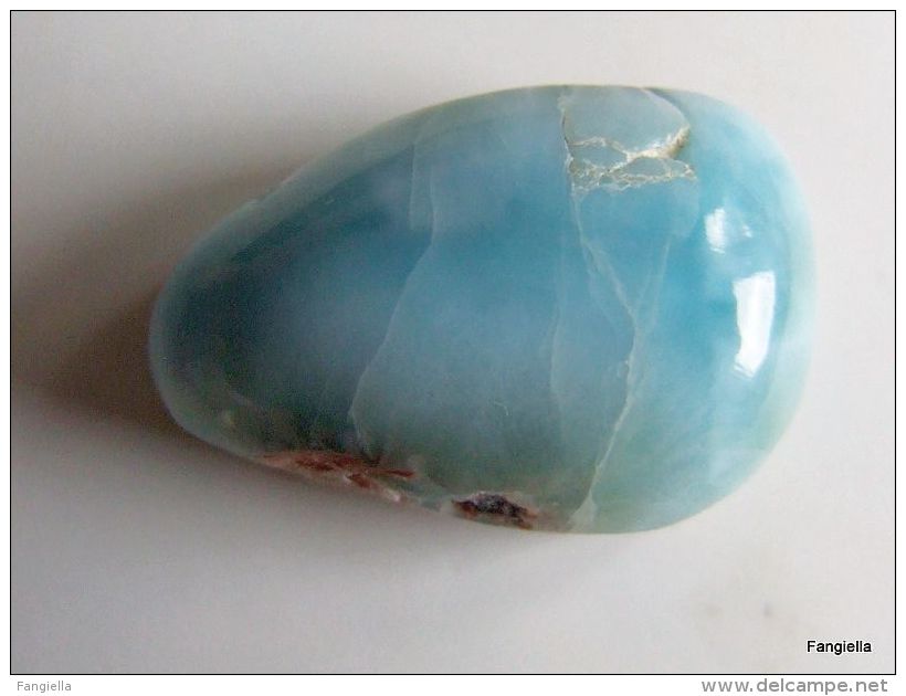 Cabochon En Larimar Bleu Environ 21x9x8mm De St Domingue  Une Pierre Qu'on Ne Trouve Qu'en République Dominicaine  Bien - Perles