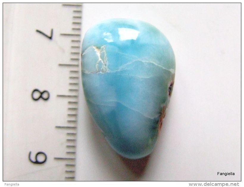 Cabochon En Larimar Bleu Environ 21x9x8mm De St Domingue  Une Pierre Qu'on Ne Trouve Qu'en République Dominicaine  Bien - Perle