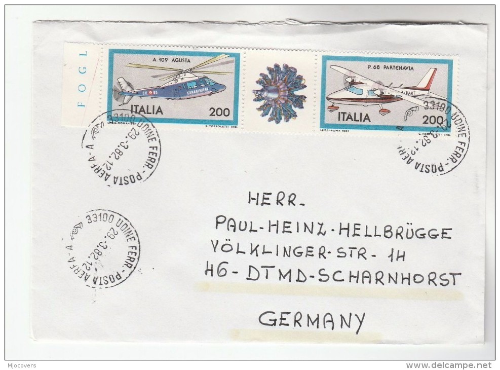 1982 ITALY COVER Stamps HELICOPTER, AIRCRAFT To Germany Aviation Flight - Helicopters