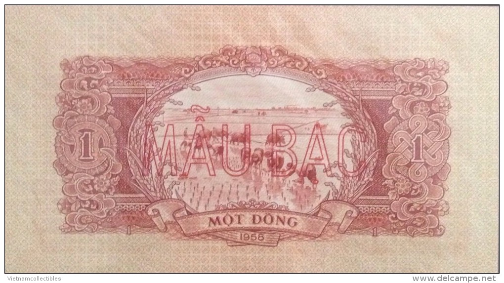 North Vietnam Viet Nam UNC 1 Dong Specimen Banknote 1958 / 2 Scan - Viêt-Nam