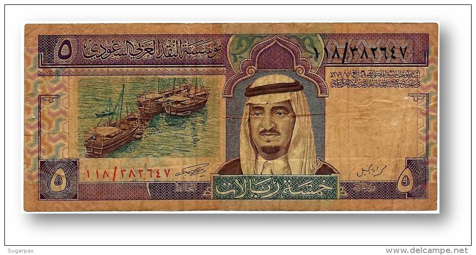 SAUDI  ARABIA - 5 RIYALS - ( 1983 ) - Pick 22.c - Sign. 5 - Serie 118 - King Fahd - 2 Scans - Arabia Saudita