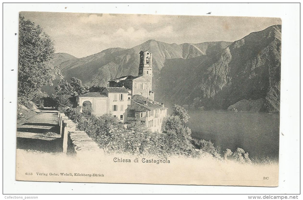 G-I-E , Cp , SUISSE , TESSIN , Chiesa Di CASTAGNOLA , Vierge , Dos Silmple , Union Postale Universelle - Agno