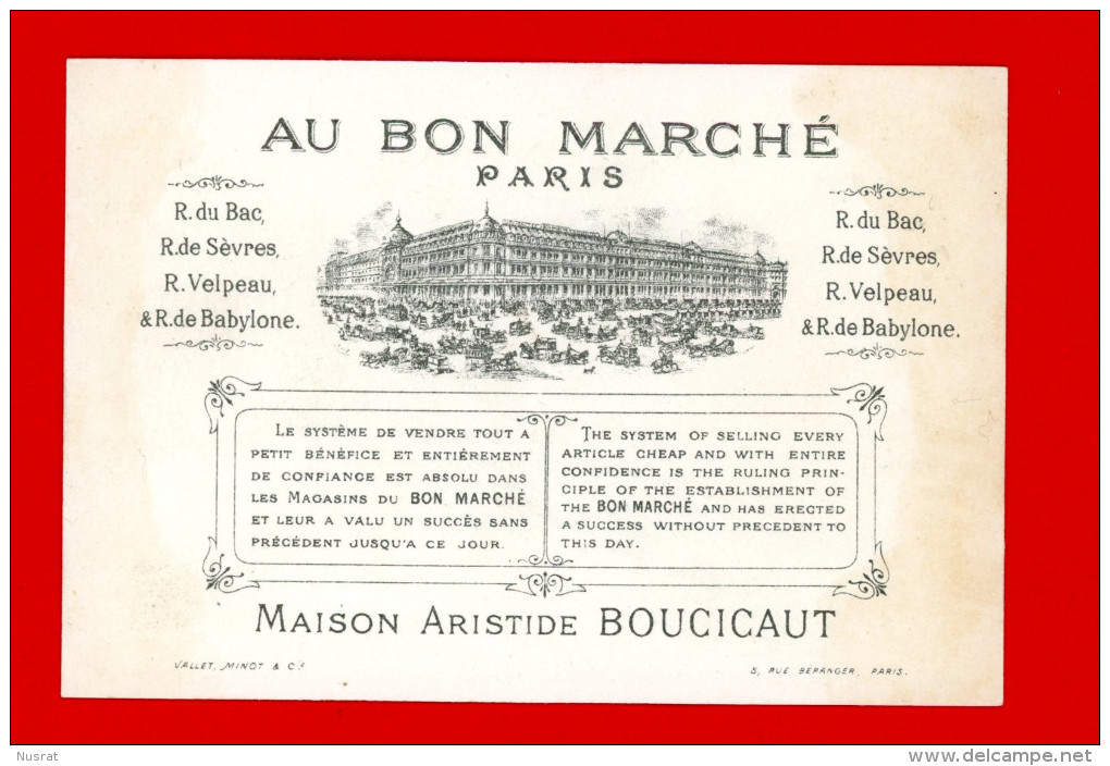 Au Bon Marché, Jolie Chromo Lith. Vallet Minot VM-21, Enfants, Jeux, Le Volant - Au Bon Marché