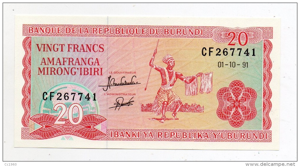 Burundi - 1991 - Banconota Da 20 Franchi - Nuova - (FDC 406) - Burundi